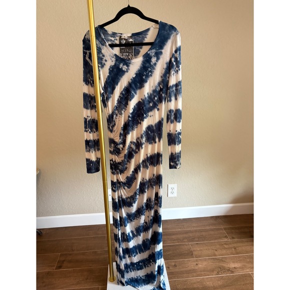 Young Fabulous & Broke Dresses & Skirts - Young Fabulous & Broke Blue Tie Dye Ruched Maxi Dress S Beach Bohemian Travel